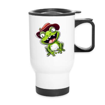 Frog / Animal / Quack / Toad / Pond / Hop - Thermal mug with handle - white - Front
