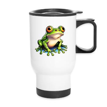 Frog / Animal / Quack / Toad / Pond / Hop - Thermal mug with handle - white - Front