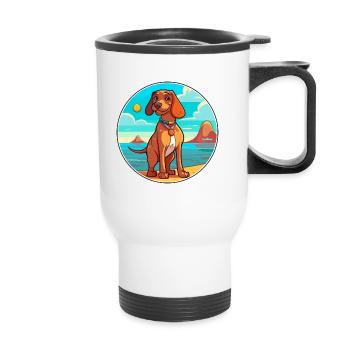 Magyar Agar chien race dessin animé Kawaii Clipart chien - Tasse isotherme avec poignée - blanc - Devant