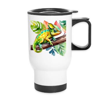 Cute little chameleon - Thermal mug with handle - white - Front