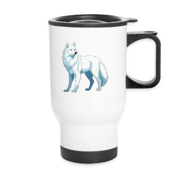 Arctic Wolf Colorful Watercolor Cartoon Kawaii Ani - Thermal mug with handle - white - Front