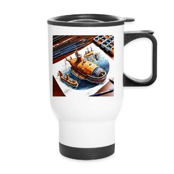 Submarine #5 - Thermal mug with handle - white - Front