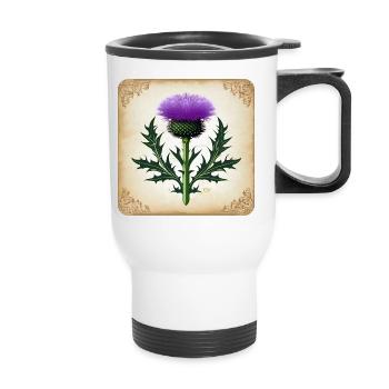 Thistle as coat of arms II - Thermal mug with handle - white - Front