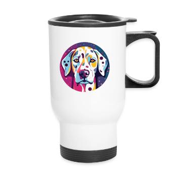 Dalmatian Dog Stained Glass Colorful Cartoon Kawai - Thermal mug with handle - white - Front