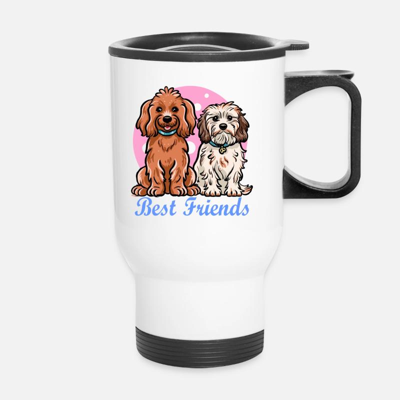 Hunde Beste Friens - Thermobecher mit Tragegriff - Weiß