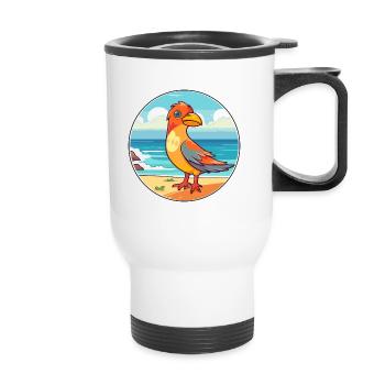 Bird Watercolor Cartoon Kawaii Clipart Animal - Thermal mug with handle - white - Front