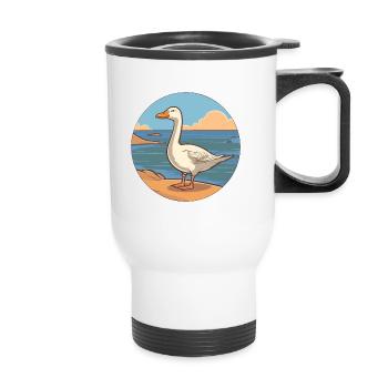 Goose Watercolor Cartoon Kawaii Clipart Animal - Thermal mug with handle - white - Front