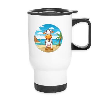 Vache aquarelle dessin animé kawaii clipart animal - Tasse isotherme avec poignée - blanc - Devant
