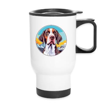 Ariege Pointer Hund Rasse Cartoon Kawaii Aquarell - Thermobecher mit Tragegriff - Weiß - Vorne