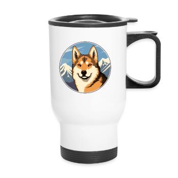Dingo Hunderasse Karikatur Kawaii Aquarell - Thermobecher mit Tragegriff - Weiß - Vorne