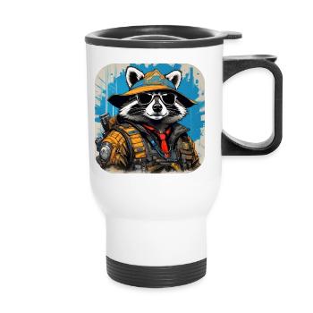 Raton laveur du cyberespace cool - Tasse isotherme avec poignée - blanc - Devant