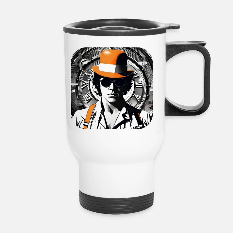 Cooles Steampunk Design - Thermobecher mit Tragegriff - Weiß