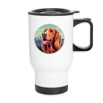 Irischer Setter Hund Rasse Cartoon Kawaii Aquarell - Thermobecher mit Tragegriff - Weiß - Vorne