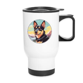 Lancashire Heeler Dog Breed Cartoon Kawaii Waterco - Thermal mug with handle - white - Front