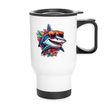 Requin / Faune / Sous-marin / Mer / Océan - Tasse isotherme avec poignée - blanc - Devant