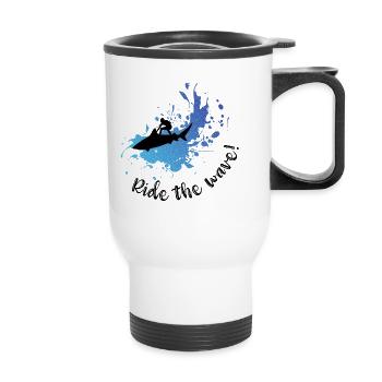 Surfez sur la vague ! - Tasse isotherme avec poignée - blanc - Devant