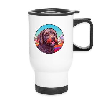 Pointage à poil dur Griffon chien race Cartoon Kawa - Tasse isotherme avec poignée - blanc - Devant