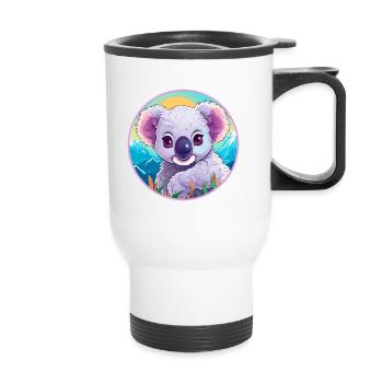 Koala Aquarell Karikatur Kawaii Haustier Tier Farbefu - Thermobecher mit Tragegriff - Weiß - Vorne