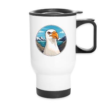 Albatross Watercolor Cartoon Kawaii Pet Animal Col - Thermal mug with handle - white - Front