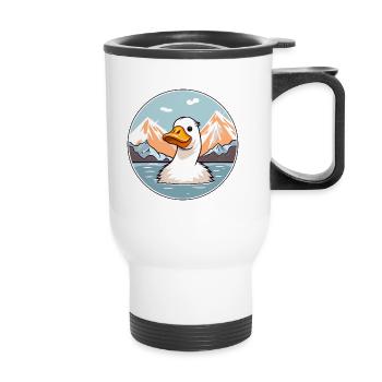 Canard Aquarelle Dessin Animé Kawaii Animal De Compagnie Coloré - Tasse isotherme avec poignée - blanc - Devant