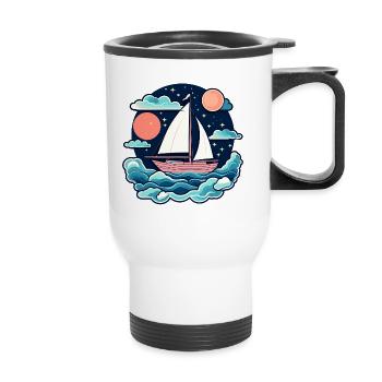 Illustration de voilier - Tasse isotherme avec poignée - blanc - Devant