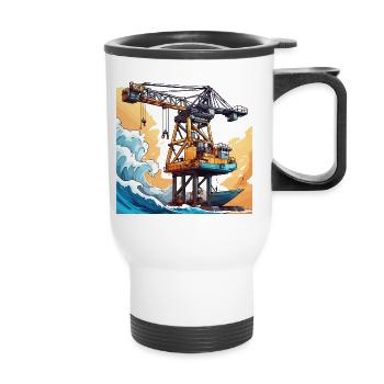 Grue / de chantier / treuil / système de grue - Tasse isotherme avec poignée - blanc - Devant