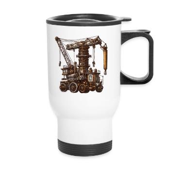 Grue / de chantier / treuil / système de grue - Tasse isotherme avec poignée - blanc - Devant
