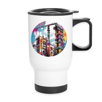 Grue / de chantier / treuil / système de grue - Tasse isotherme avec poignée - blanc - Devant