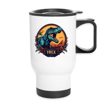 Dinosaurier T-Rex Logo - Thermobecher mit Tragegriff - Weiß - Vorne