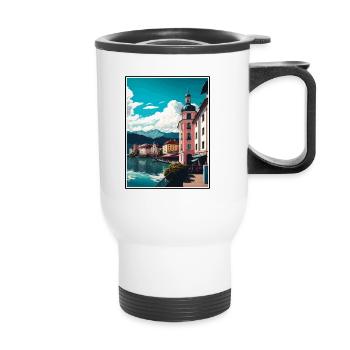 Klagenfurt Autriche Vintage voyage affiche Souvenir - Tasse isotherme avec poignée - blanc - Devant