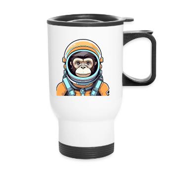 Affe Astronaut Illustration - Thermobecher mit Tragegriff - Weiß - Vorne