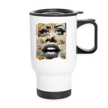 Collage de photos - Tasse isotherme avec poignée - blanc - Devant
