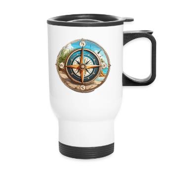 Boussole / Direction cardinale / Voyage / Survie - Tasse isotherme avec poignée - blanc - Devant