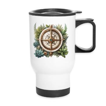 Boussole / Direction cardinale / Voyage / Survie - Tasse isotherme avec poignée - blanc - Devant
