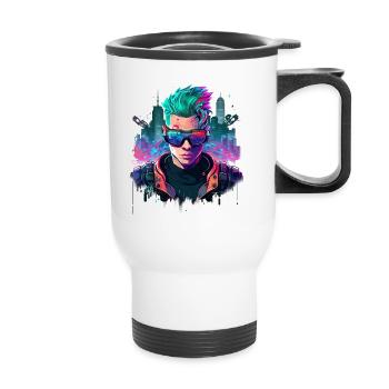 Cyber Gamer - Thermobecher mit Tragegriff - Weiß - Vorne