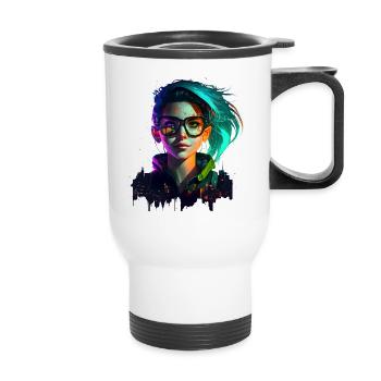 Gamer Girl Cyber Style - Tasse isotherme avec poignée - blanc - Devant
