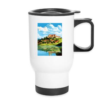 Château de Ptuj Slovénie Lac Bled Affiche de voyage - Tasse isotherme avec poignée - blanc - Devant