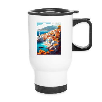 Hydra Greece Decoration Vintage Travel Poster WPA - Thermal mug with handle - white - Front