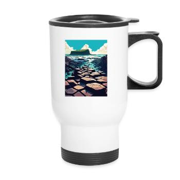 Giant S Causeway Nordirland Reiseposter - Thermobecher mit Tragegriff - Weiß - Vorne