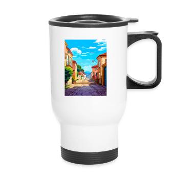 Vianna Do Castelo Portugal Vintage Reiseposter - Thermobecher mit Tragegriff - Weiß - Vorne