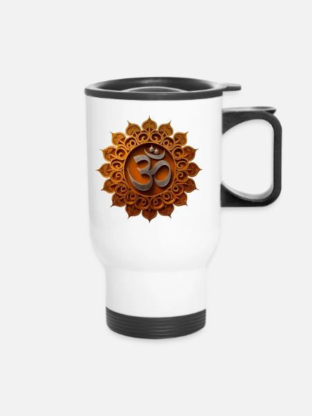 Om Argent Avec Ornement - Tasse isotherme avec poignée - blanc