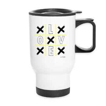 love Black yellow - Thermal mug with handle - white - Front