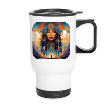 Chaman mystique avec plumes VI - Tasse isotherme avec poignée - blanc - Devant