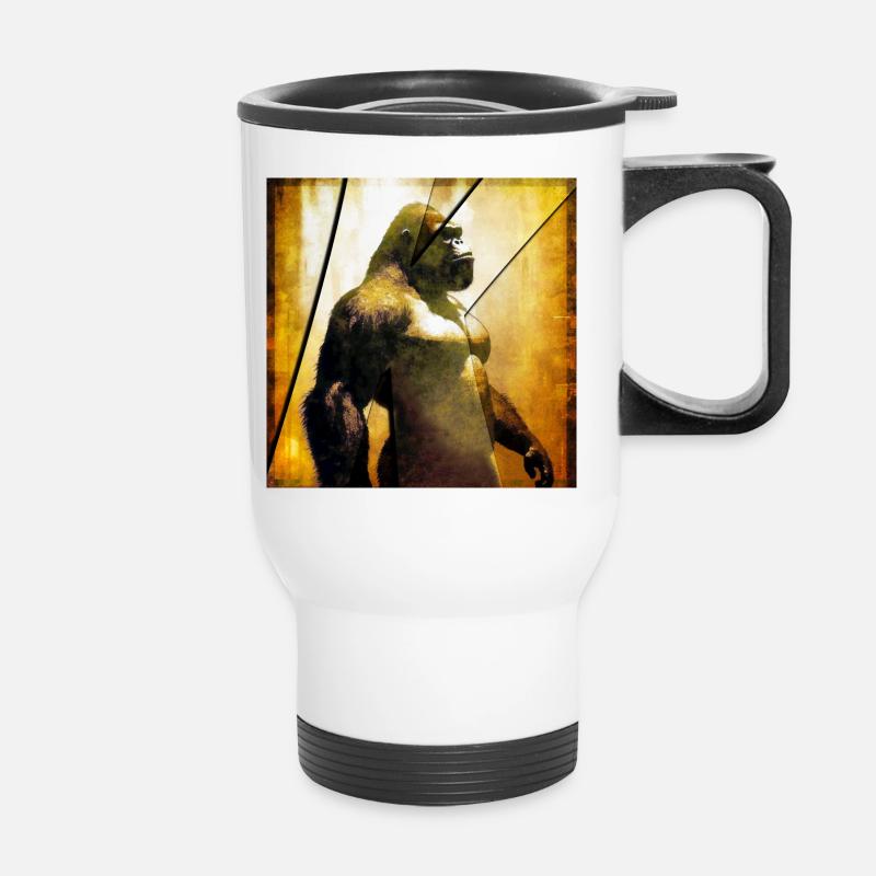 Gorilla 03 - K - Thermal mug with handle - white