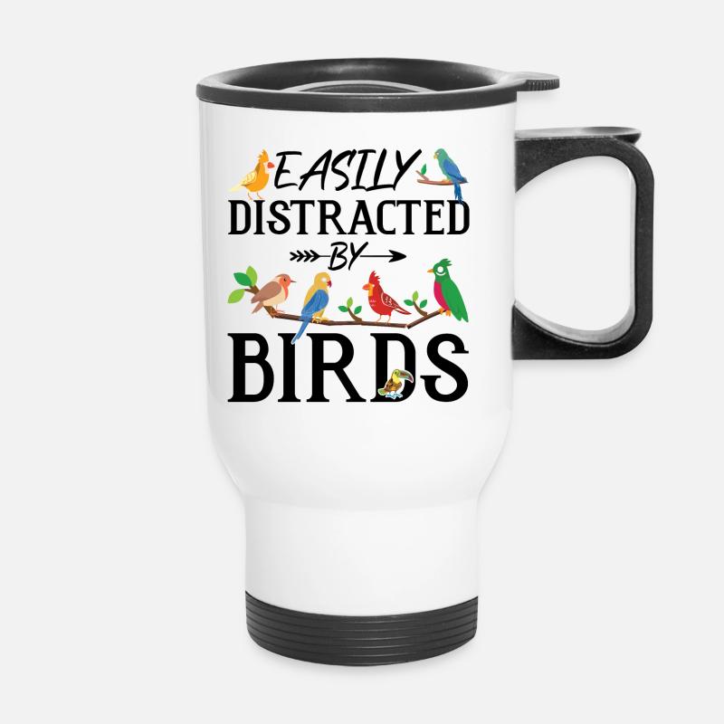 Facilement distrait par les oiseaux - Tasse isotherme avec poignée - blanc