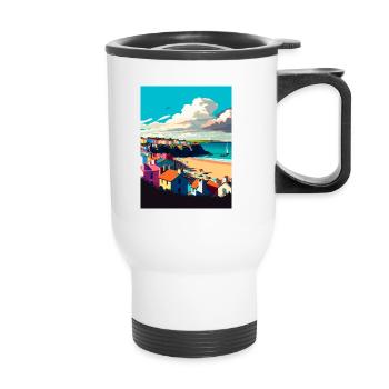 Tenby Seascape Wales Vintage Reise Poster WPA Kunst - Thermobecher mit Tragegriff - Weiß - Vorne