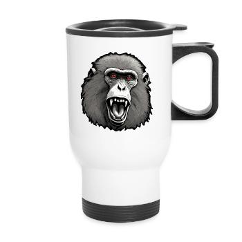 Monkey / Animal / Zoo / Babian / Wild / Comic - Thermal mug with handle - white - Front