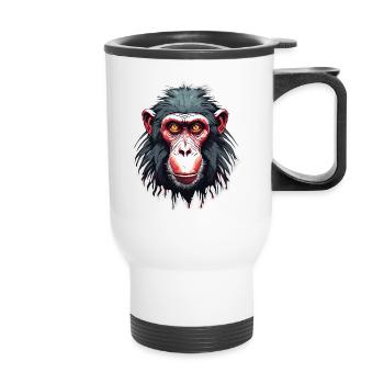 Monkey / Animal / Zoo / Babian / Wild / Comic - Thermal mug with handle - white - Front