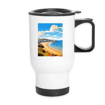 Penzance Cornwall Vintage Reiseposter Souvenir - Thermobecher mit Tragegriff - Weiß - Vorne