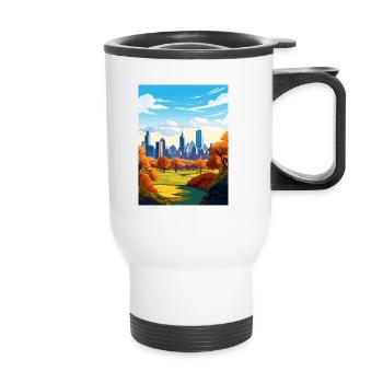 Central Park New York State Vintage-Reiseposter - Thermobecher mit Tragegriff - Weiß - Vorne
